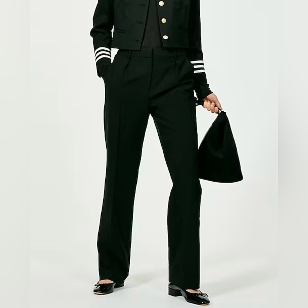 J. Crew Black Wide-Leg Trousers